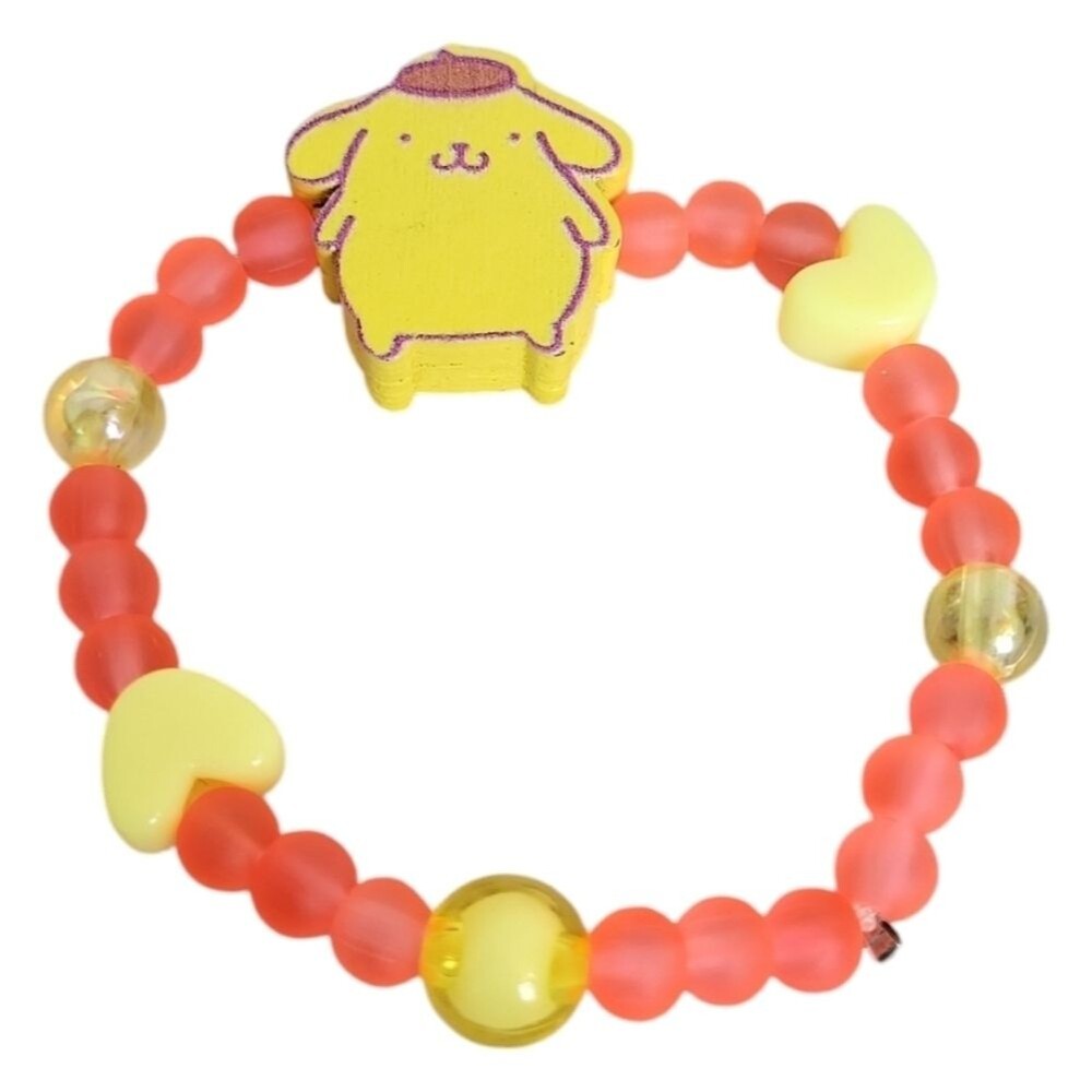 Kawaii Sanrio Anime Cartoon Kuromi Wood Bead Frosted Glass Orange Bracelet